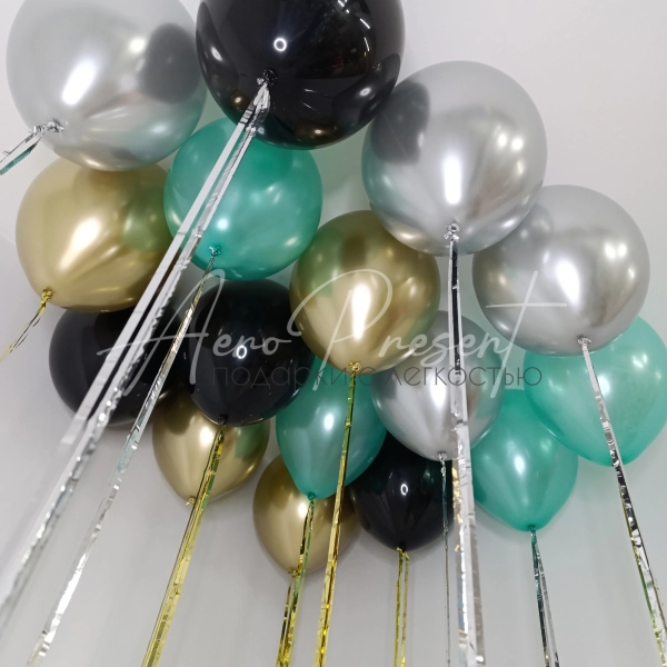 Набор шаров "Изумруд, серебро, золото, черный"